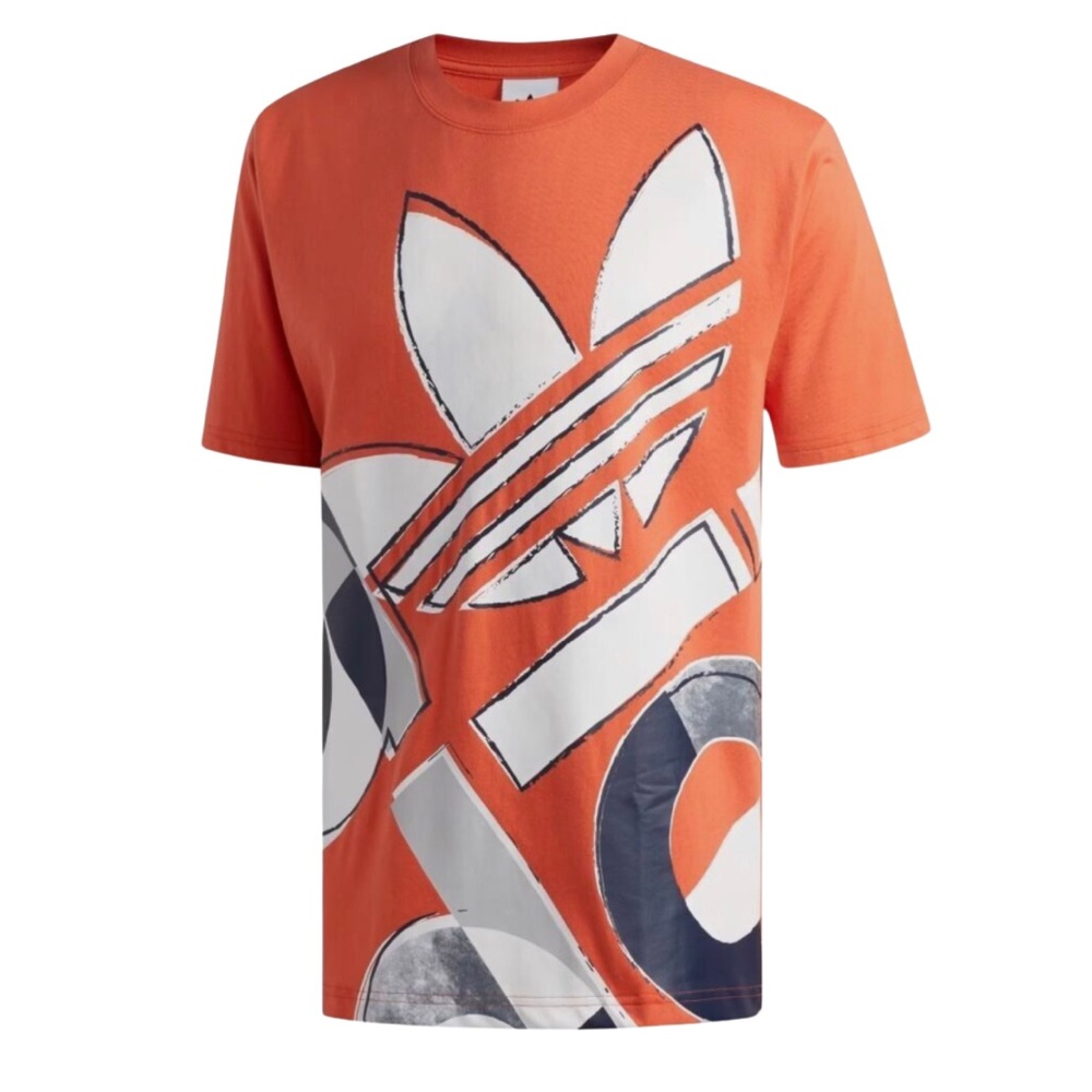 Adidas Originals Orange Men's Graphic Treefoil Short Sleeve T-Shirt
